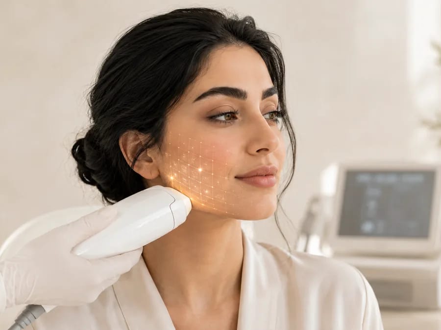 انجام هایفوتراپی صورت با هندپیس اولتراسوند متمرکز